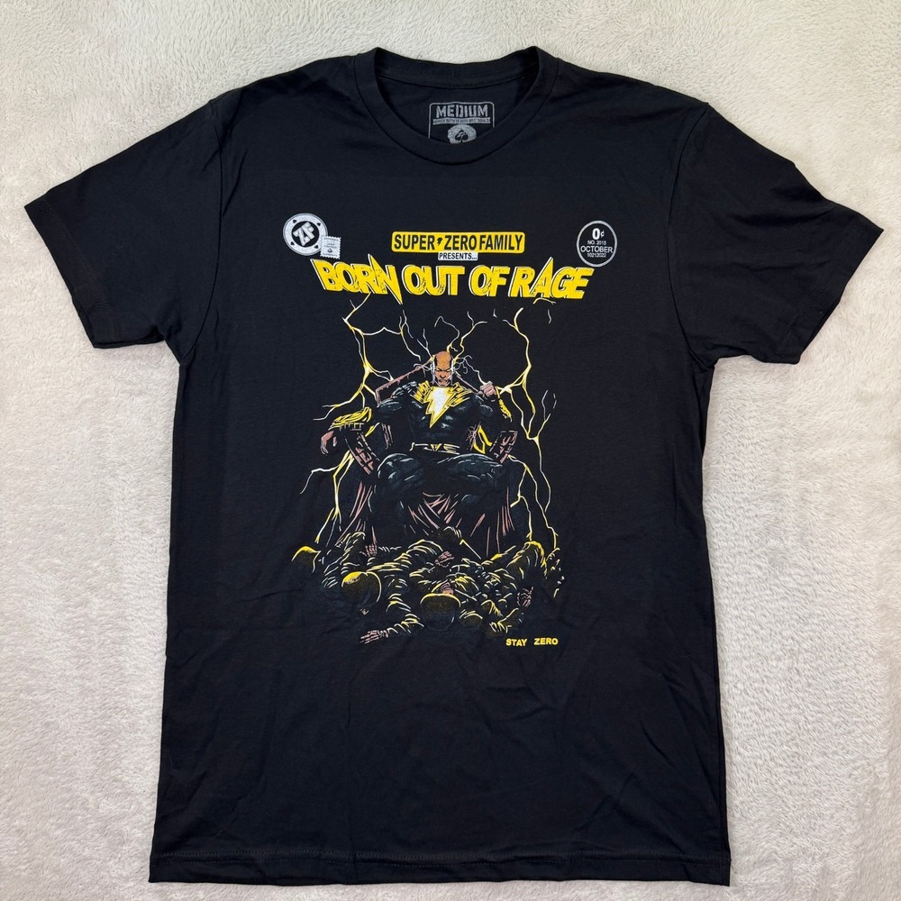 NEW Zero Foxtrot T Shirt Mens Medium Black Skull Born Out Of Rage Superhero Zero